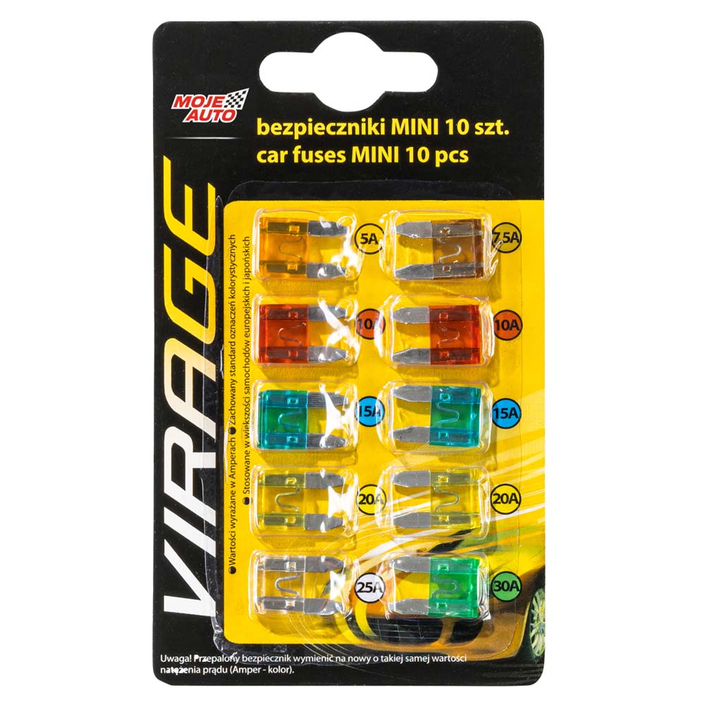 virage bezpieczniki plaskie mini 10szt VIRAGE BEZPIECZNIKI PŁASKIE MINI 10SZT